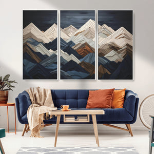 Mountain Wall Art – Modern Geometric Landscape Canvas Print,