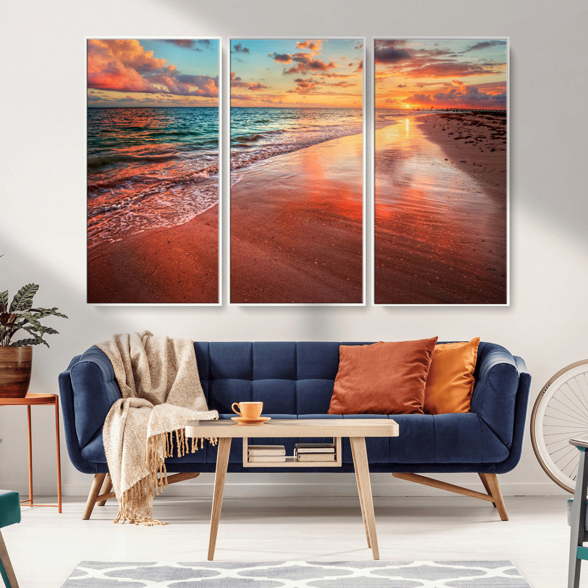 Sunset Beach Wall Art | Ocean Canvas Print | Coastal Wall