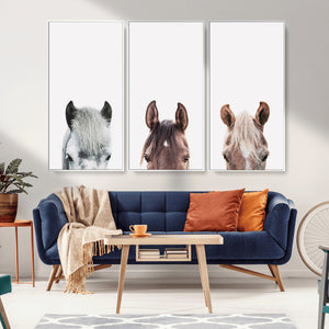 Horse Wall Art - Minimalist Horse Triptych Wall Art – Modern