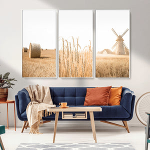 Vintage Farmhouse Triptych Wall Art – Giclée Canvas