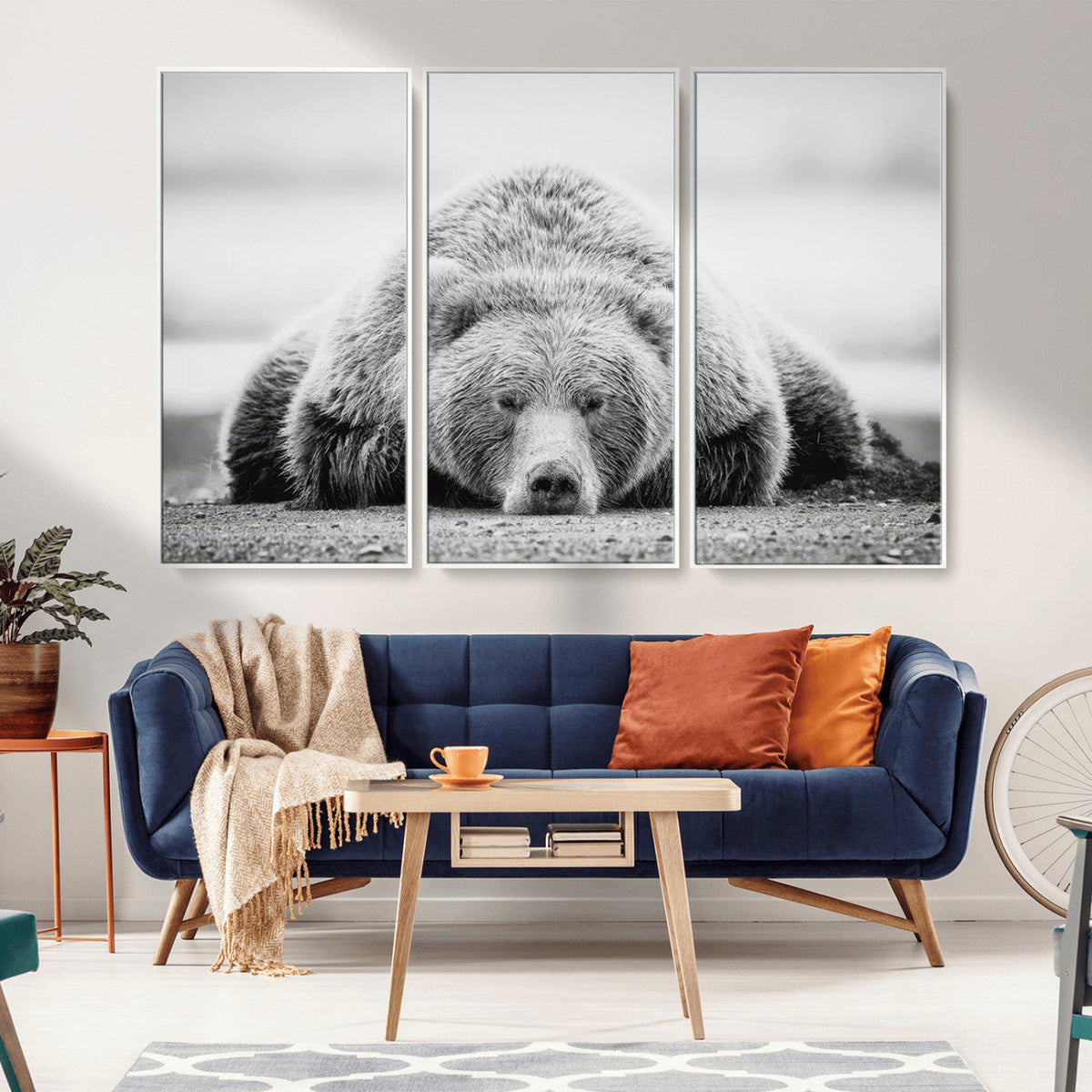 Resting Grizzly Bear Wall Art Canvas Print – Majestic Lazy