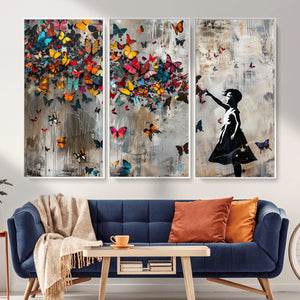 Banksy Wall Art - Banksy Girl and Butterfly Explosion Wall
