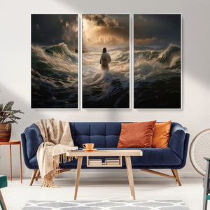 Jesus Walking on Water Wall Art Canvas Print - Religious