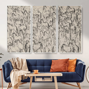 Abstract Horse Sketch Wall Art | Ready to Hang and Framed |