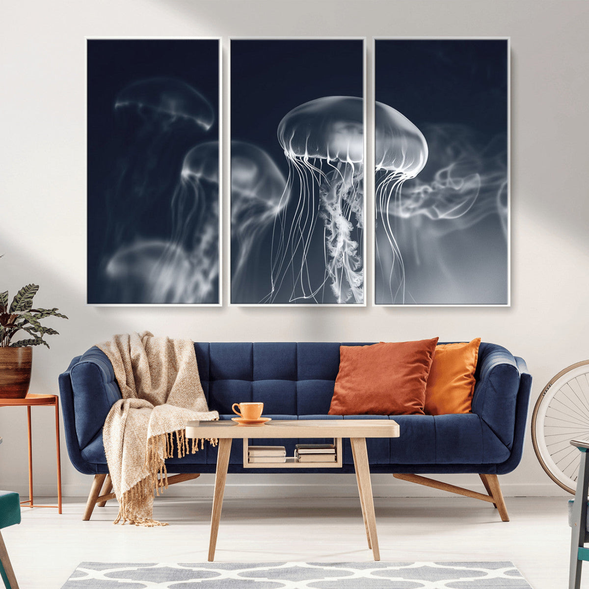 Jellyfish Wall Art Canvas Print, Modern Abstract Jellyfish