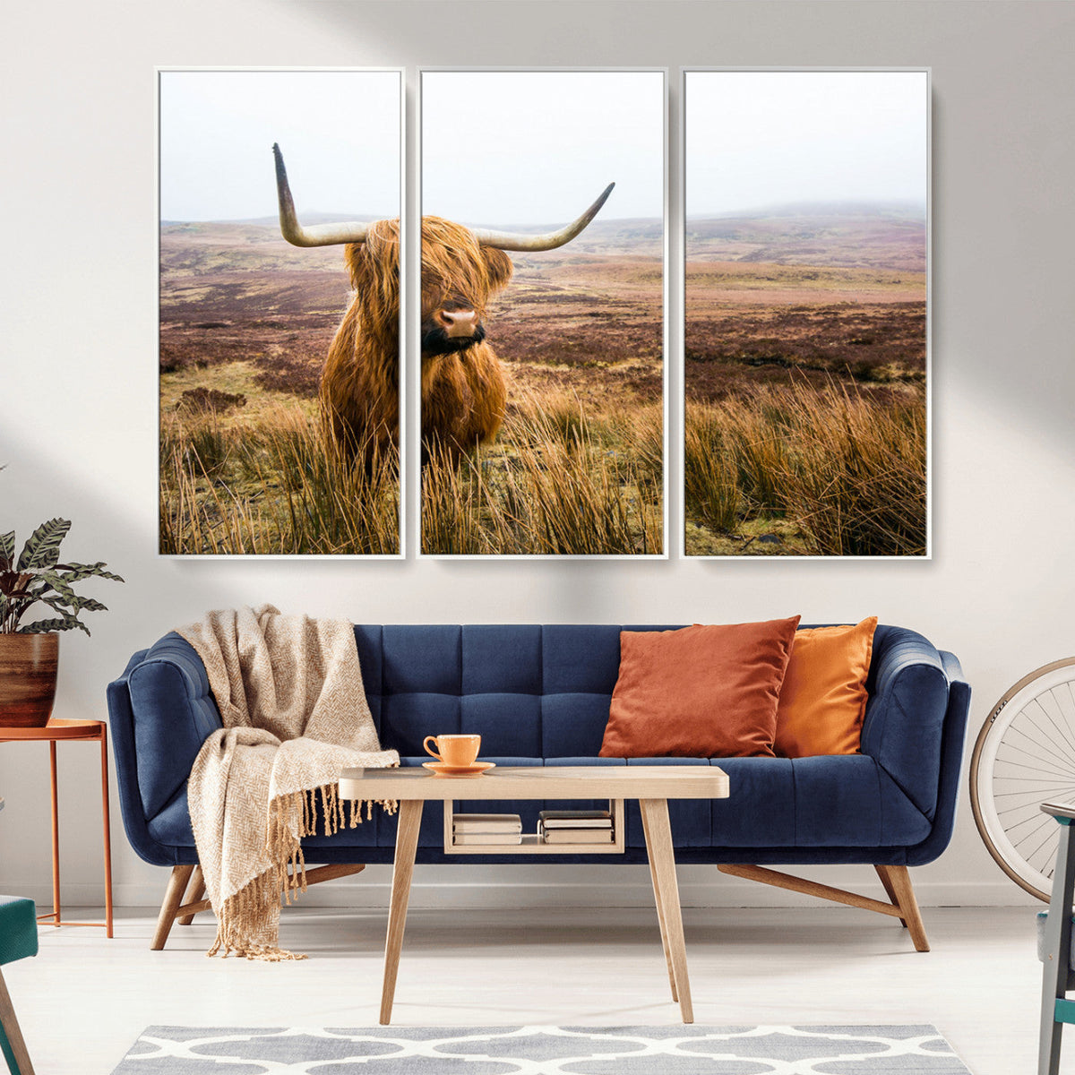 Scottish Highland Cow Canvas Wall Art – Rustic Farmhouse