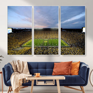 Michigan Stadium Wall Art Canvas Print, Vibrant Game Day