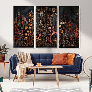 Large Floral Painting Print Illustration Flowers Canvas Wall