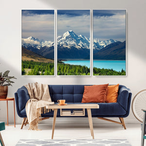 Mount Cook and Lake Pukaki Canvas Wall Art Print – Majestic