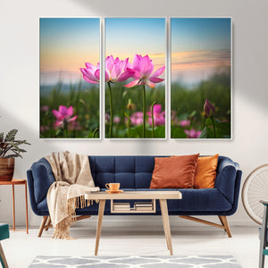 Pink Flower on the Mountain Canvas Print, Framed Pink Flower