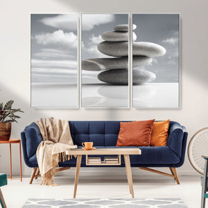 Still Life Black and White Zen Stones Wall Art Canvas,