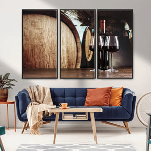 Wine and Barrel Wall Art Canvas Print