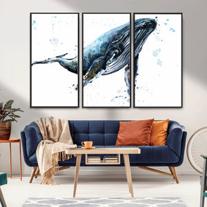 Watercolor Whale Wall Art Canvas Print