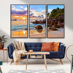 Tropical Island Beach Sunset Canvas Print