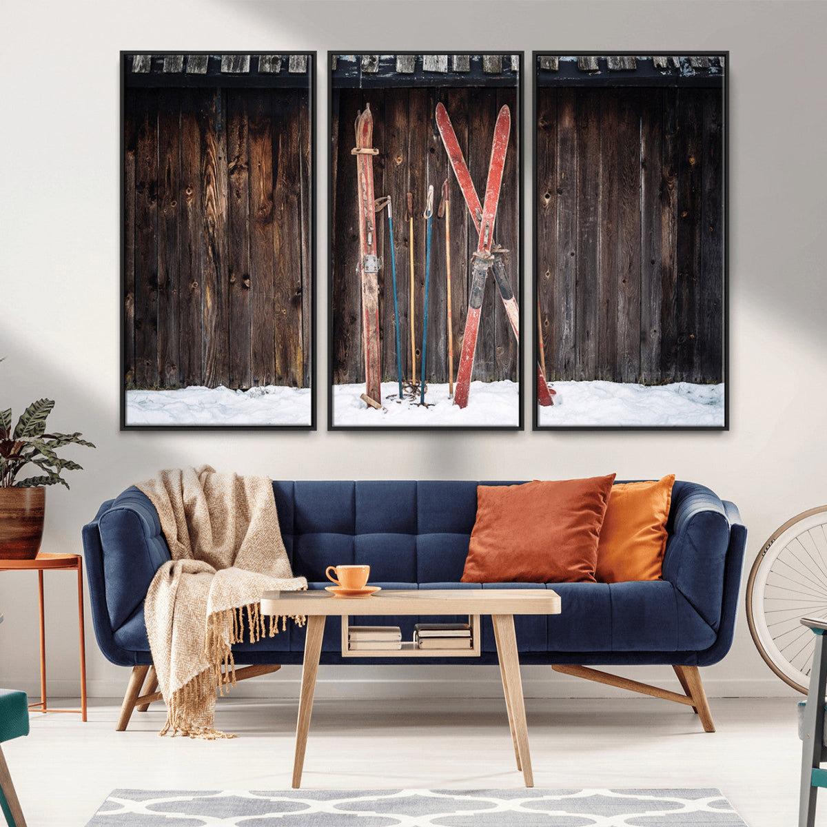 Vintage Ski Gear Canvas Print, Vintage Ski Gear Against