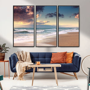 Cloudy Weather Beach Sunset Canvas Print | Sunrise Wall Art