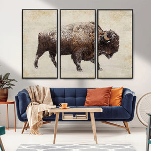 Buffalo Wall Art, Western Bison Canvas Print, Rustic Buffalo