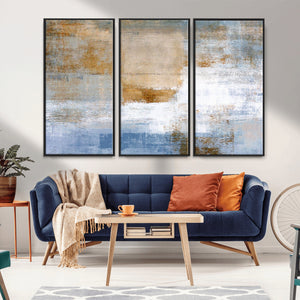 Blue Multi Panel Abstract Wall Art Canvas, Abstract Blue and