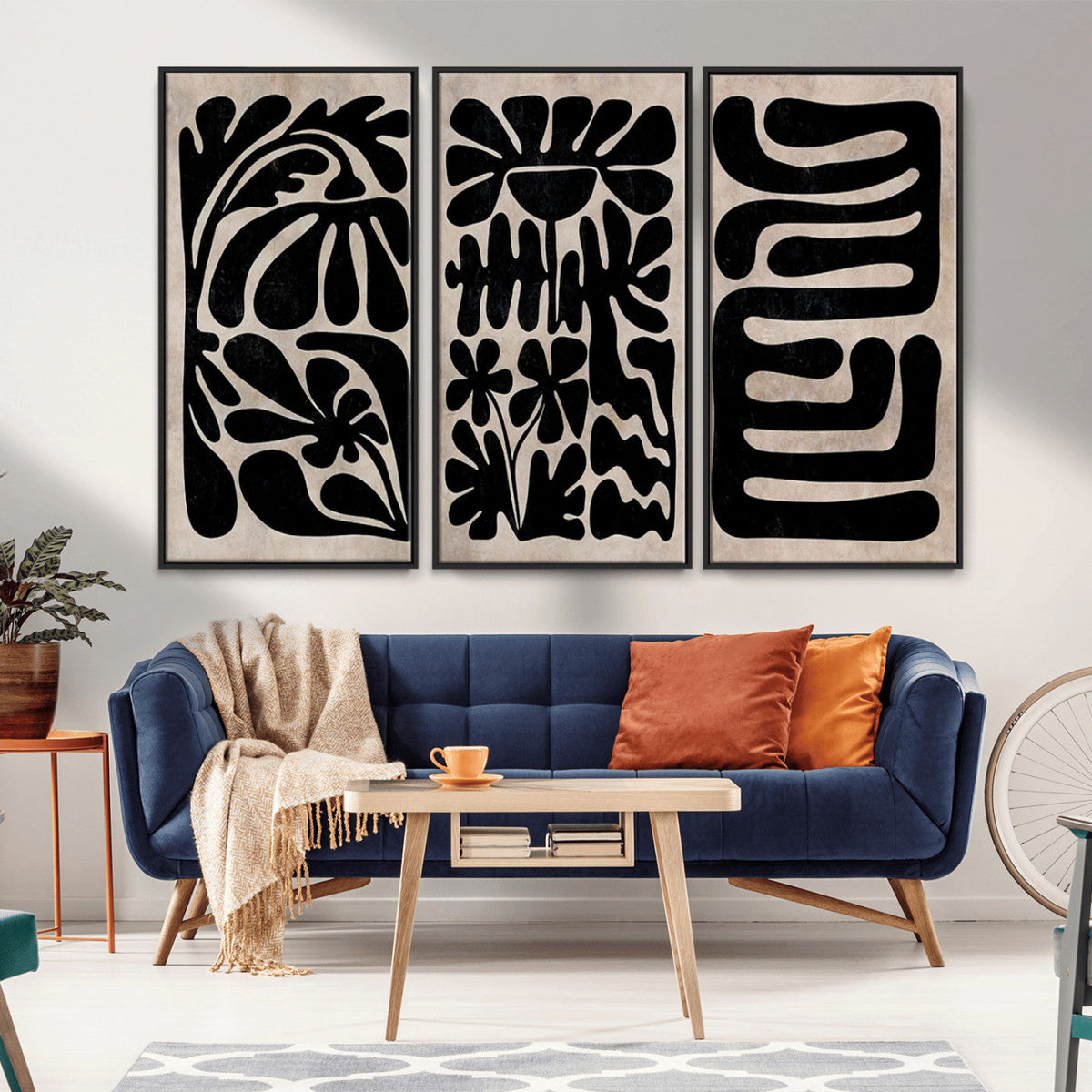 Canvas Print Wall Art Abstract Art Boho, Framed Boho Art