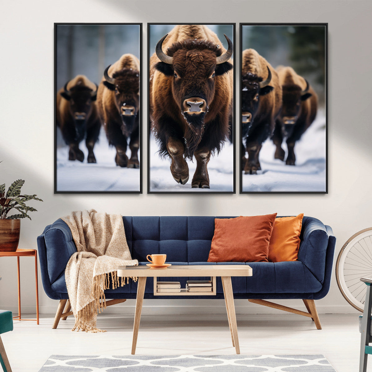 Buffalo Wall Art Canvas Print, American Bison Herd Wall Art