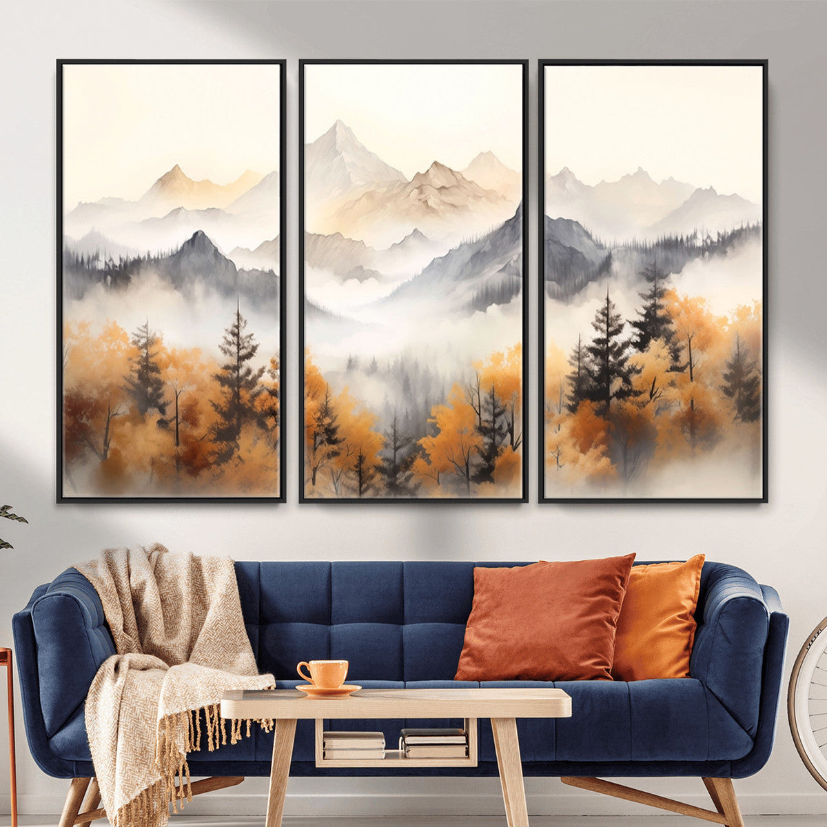 Abstract Mountain Wall Art | Misty Mountain Forest and