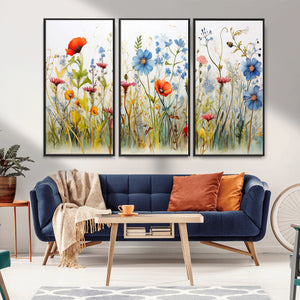 Colorful Wildflower Canvas Wall Art - Vibrant Floral