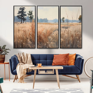 Golden Fields Canvas Wall Art Print – Serene Landscape of