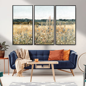 Wildflower Field Wall Art Canvas | Nature-Inspired Landscape