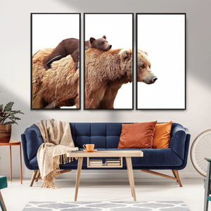 Mother and Baby Bear Canvas Wall Art - Adorable Wildlife