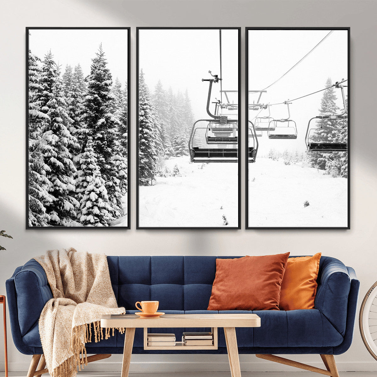 Ski Wall Art - Ski Lift Wall Art Canvas Print Snow Covered