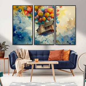 UP-Inspired Floating House with Balloons Canvas Art –