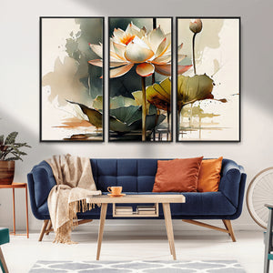 Lotus Flower Watercolor Canvas Print – A Symbol of Serenity