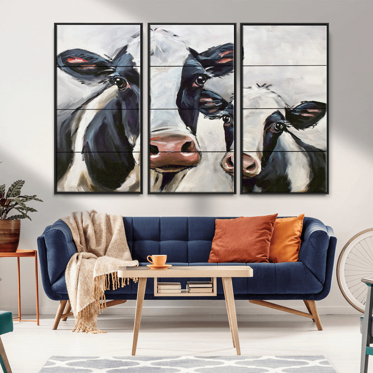 Vintage Baby and Mom Cattle Wall Art Canvas Print