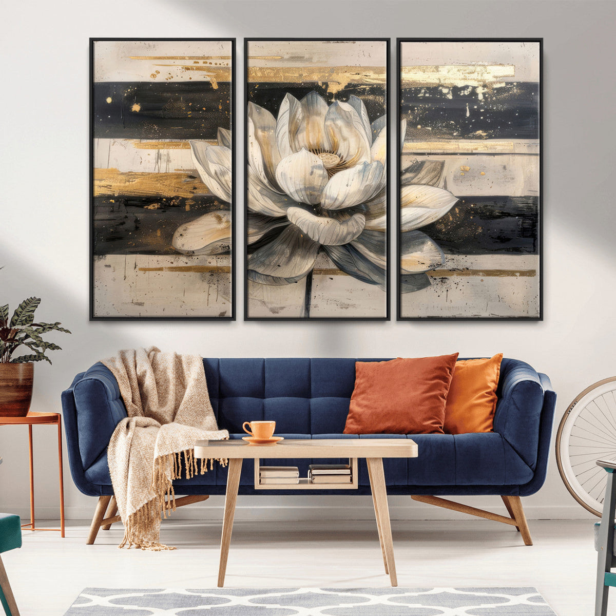 Lotus Flower Wall Art – Framed Abstract Floral Canvas