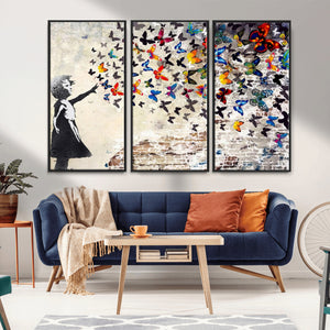 Banksy Graffiti Wall Art Canvas Print: Girl Releasing