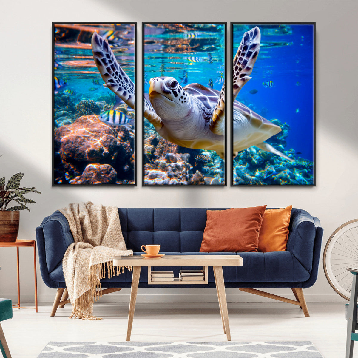 Underwater Sea Turtle Wall Art Canvas Print – Vibrant Ocean