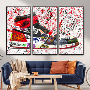 Jordan Shoes Graffiti Wall Art Canvas Print- Jordan Graffiti
