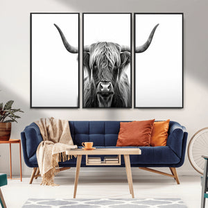 Highland Wall Art Canvas Print – Minimalist Black and White