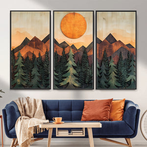 Sunset Mountain Landscape Canvas Wall Art Print - Nature