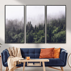 Misty Forest Wall Art | Foggy Forest Canvas Print | Large