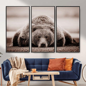 Grizzly Bear Wall Art Print - Bear Canvas Wall Art - Rustic