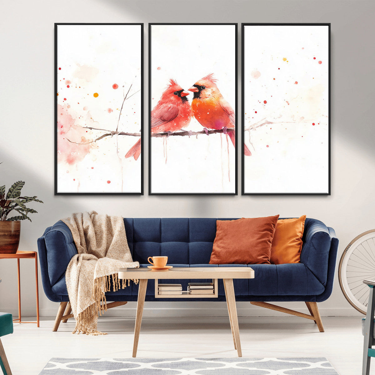 Cardinal Bird Canvas Wall Art - Male and Female Cardinal