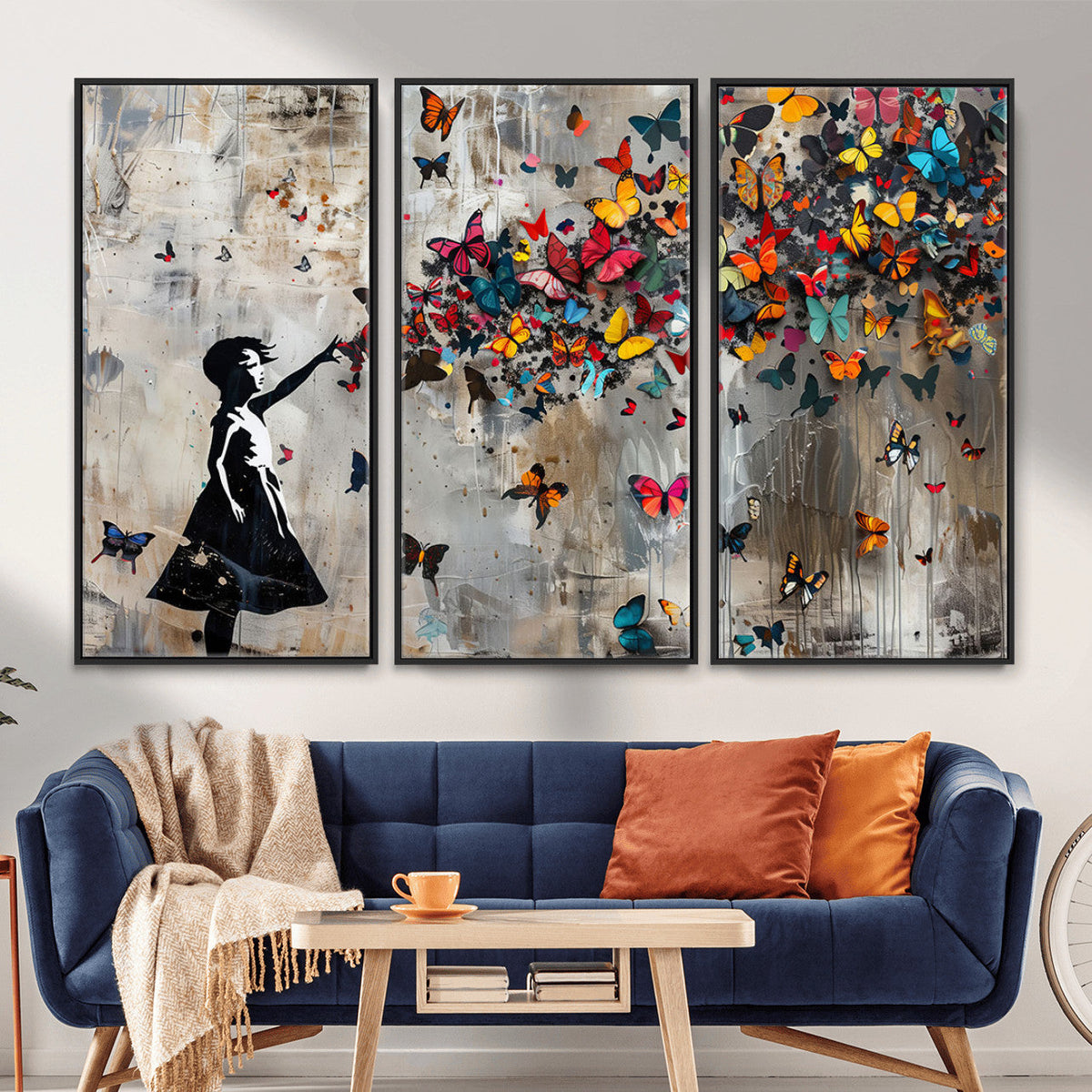 Butterfly Girl Wall Art – Vibrant Street Style Canvas Print,