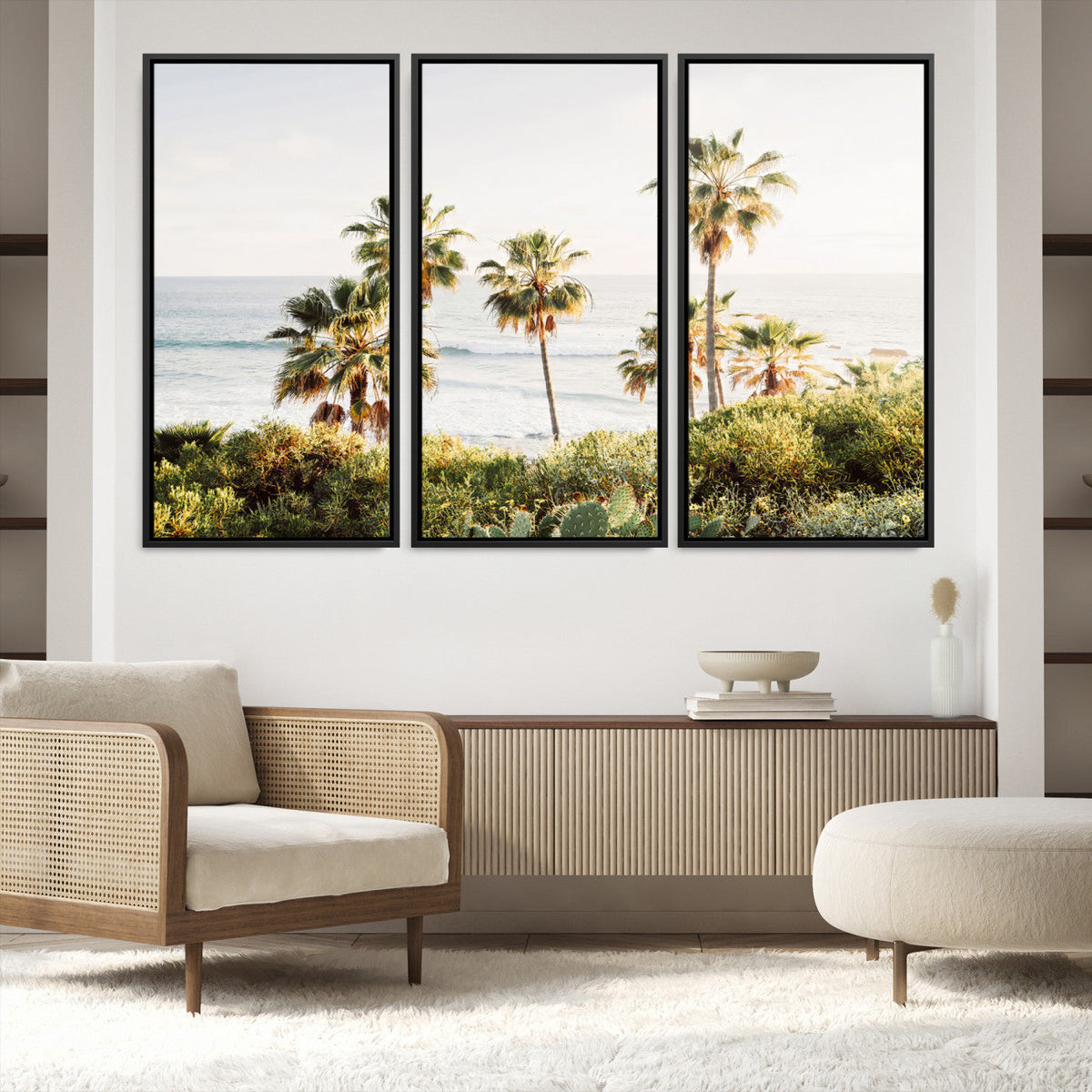 California Coast Palm Trees Wall Art Canvas Print – Framed