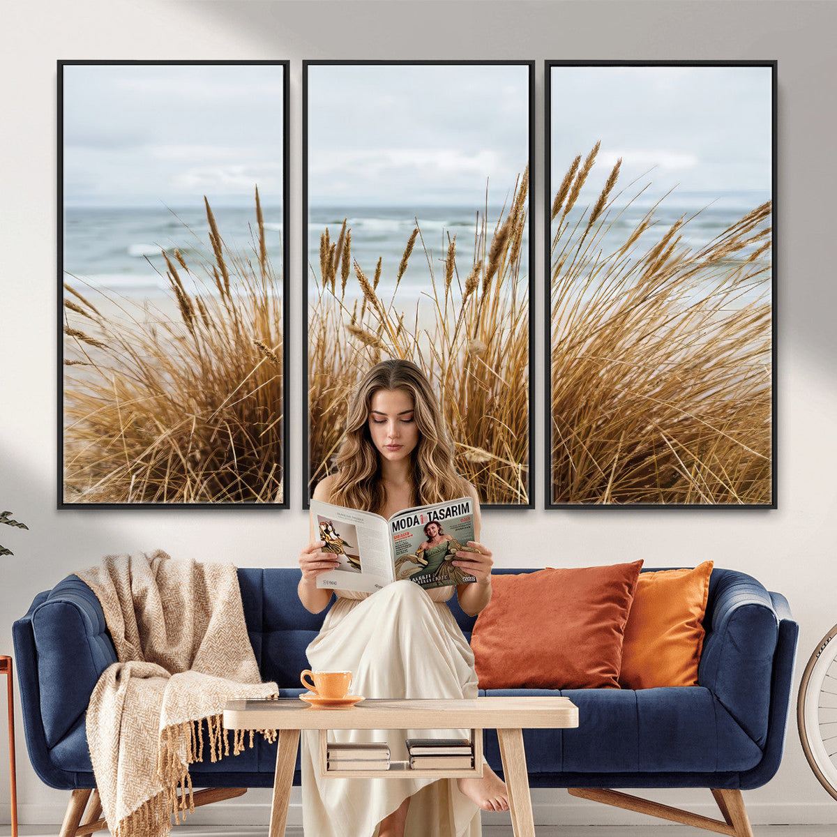 Beach Grass Wall Art Canvas Print – Framed Coastal Dunes Art