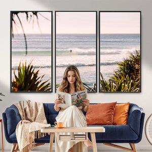 Ocean Surfer Wall Art Canvas Print – Framed Coastal Surf Art