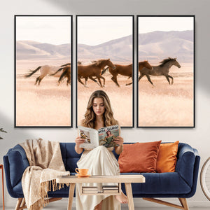 Wild Horse Wall Art Canvas Print – Framed Rustic Western Art