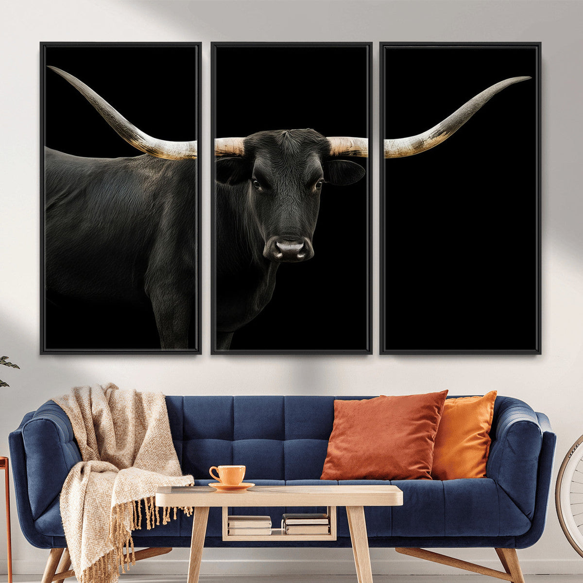 Longhorn Cattle Wall Art Canvas Print – Framed Texas Ranch
