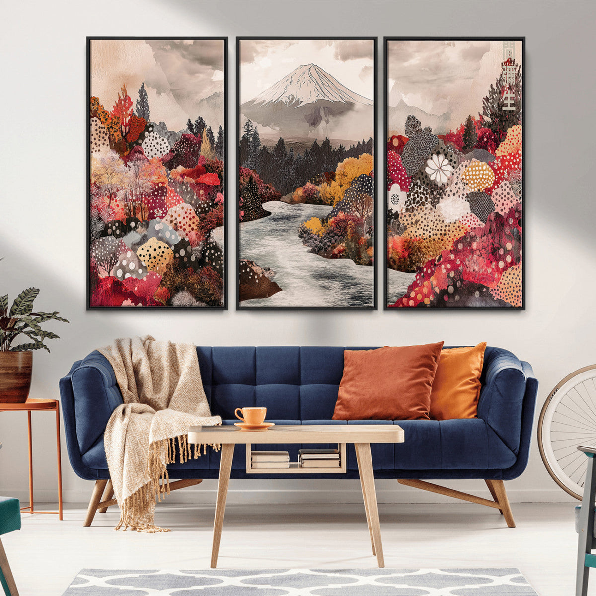Mountain Wall Art Canvas Print – Framed Autumn Forest