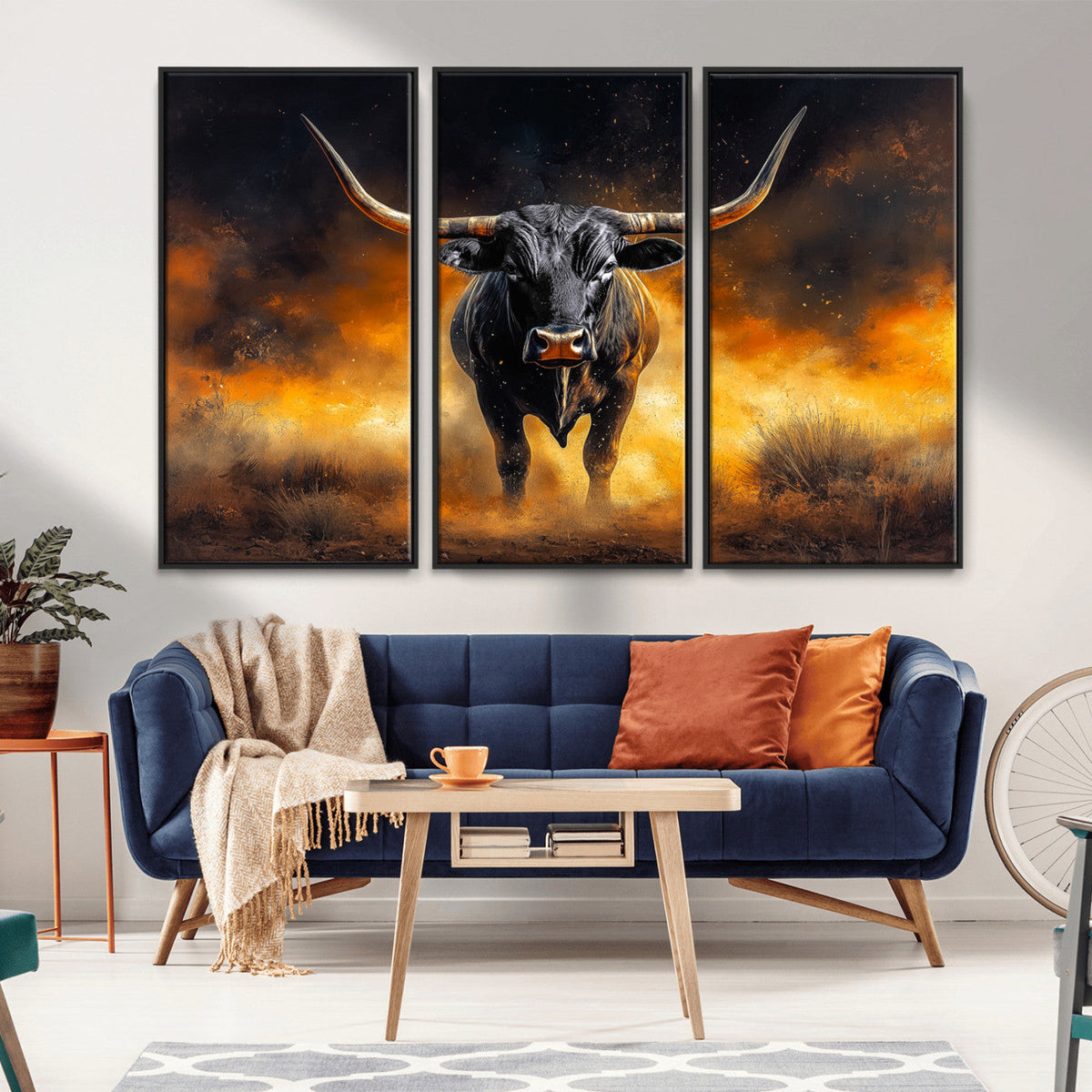Longhorn Canvas Wall Art Canvas Print – Framed Bold Bull